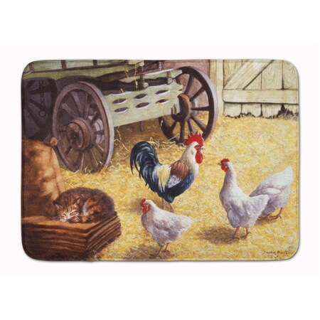 Carolines Treasures Rooster & Hens Chickens in the Barn Machine Washable Memory Foam Mat CA68644